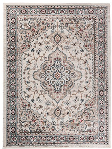 Carpeto Orientteppich Teppich Beige 200 x 300 cm Medaillon Klassisch Muster - Wohnzimmer Schlafzimmer Esszimmer