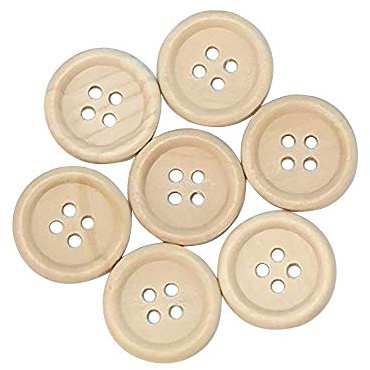 Chenkou Craft - Botones redondos de madera natural de 15 mm, 100 unidades, 4 agujeros, botones de costura, 15 mm