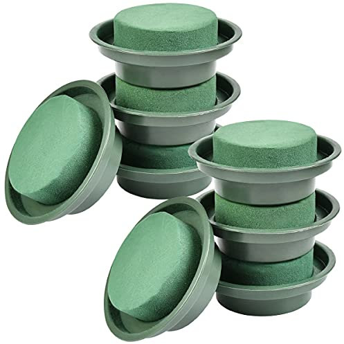 Jicyor 8 Stück Steckschaum, Steckmasse für Frischblumen, Steckmasse, Rund Blumenschaum Schwamm mit Schüssel, Blumensteckschaum für Hochzeit, Feiern und Geburtstag