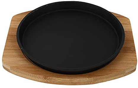 Sartén de Hierro Fundido Fajita Sartén Japonesa de Carne Teppanyaki Parrilla Sartén Barbacoa Sartén con Bandeja de para Restaurante Cocina Casera