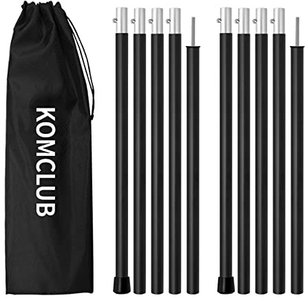 KOMCLUB Telescoping Tent Poles Tarp Poles 5-Section Adjustable Aluminum Rods for Tent Fly and Tarps Lightweight Replacement Adjustable Tent Poles for Outdoor Sport Camping 78Inch(Black)