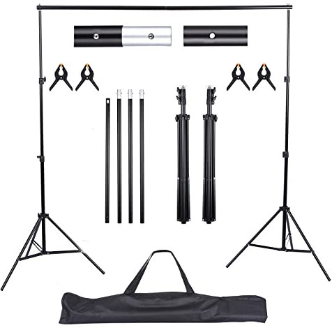 UNIDEAL Supporto Fondale Fotografico Regolabile 2x3m, Supporto di Fondale Fotografico, Alto Sfondo Regolabile Staffa, kit di supporto per sfondo con 4 Morsetti di Sfondo, Borsa per Fotografia.