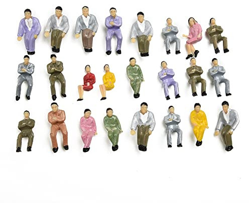 50 Stück Personenfiguren, sitzende bemalte Modellfiguren im Maßstab 1:50, Modelleisenbahn, Park, Straße, Passagiermenschen, Spielzeug, Puppenhaus, Miniaturzubehör