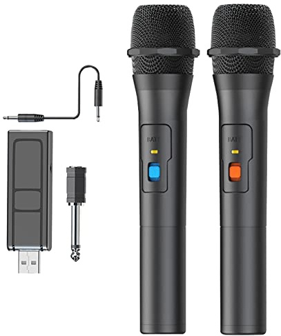Microphone sans fil - Récepteur Rechargeable Microphone portable en métal sans fil,Microphone portable pour fête, karaoké, chant, mariage Tumotsit