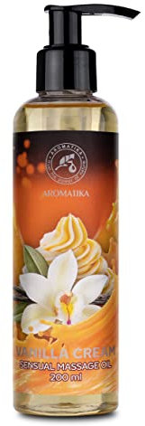 Sinnliches Massageöl Vanilla Cream 200ml - Körper Massage Öl mit Mandelöl und Traubenkernöl - Essbar, Verzehrbar, Natürlich - Kissable Massage Öl - Entspannung Massageöl