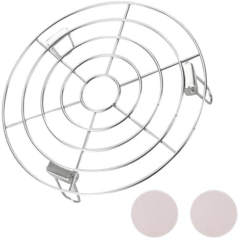 Fadcaer Griglia di raffreddamento pieghevole, in acciaio inox, supporto rotondo per friggitrice ad aria, griglia di raffreddamento multiuso, per forno a microonde pieghevole per cucina