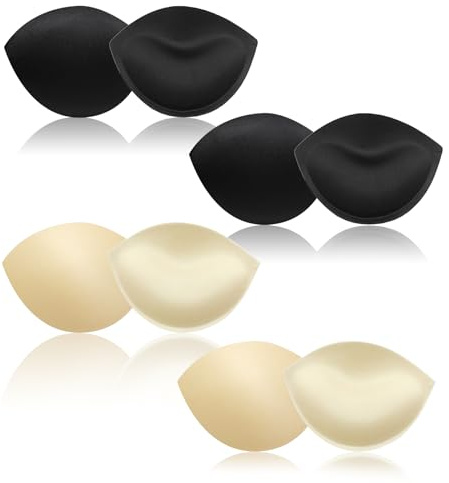 FUIPVGI 4 Paires Coque Soutien Gorge, Coussinets Soutien-gorge et Volumateurs Push Up Breast Enhancer, Coussinets Soutien-Gorge Amovibles Inserts pour Soutien-gorge de Bain et Bikini (2 couleurs)