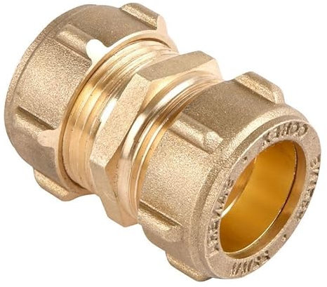 8mm Brass Compression Coupling (Known as 8mm Pipe Fittings / 8mm Copper Pipe Fittings/Plumbing Compression Fittings Also Available in 8mm, 10mm, 12mm, 15mm, 22mm, 28mm, 35mm, 42mm and 54mm)