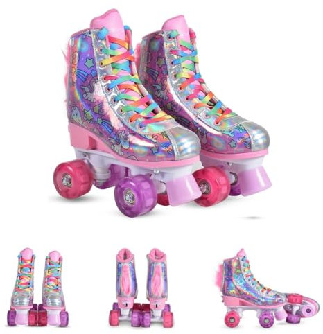 Byox Rollschuhe Einhorn, PU-Räder beleuchtet, ABEC-5 Lager, Verschiedene Größen Gr. S (27-30)