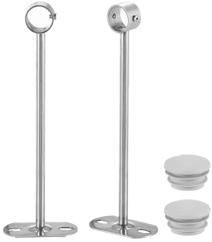 QUARKZMAN 4 Piezas Soporte de Barra de Armario de 250mm, Soporte de Barra de Ropa Accesorios de Armario para Dormitorio Baño, Plata