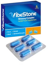 VIBESTONE | 6 Capsules | Ginseng | Stronger | Power & Performance | Immediate Effect | Health Support | 500MG Ginseng LIBIDO Booster 10 Capsules for Men UK