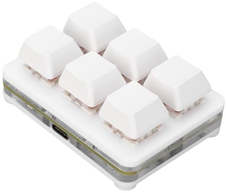 XUMIUZIY Teclado para Juegos de 6 Teclas, Mini Teclado USB, Teclado Macro Programable, Teclado Mecánico RGB, Teclado USB para PC con una Sola Mano para Oficina de Juegos (White)