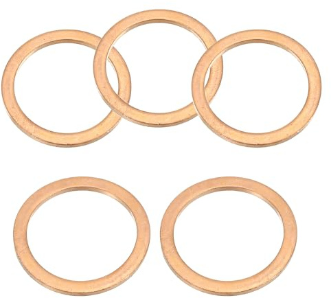 PATIKIL M22 Rondelle Piatte in Rame Anello di Tenuta, 5pz Guarnizione Tenuta Piatta Metrica Giunto Torico Guarnizioni per Viti Bullone Tappi Coppa Olio, 22mm ID 28mm OD 1,5mm Spessore