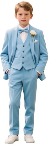 Leader of the Beauty - Trajes para niños, traje formal para paje de boda, traje de 3 piezas para boda y graduación, para niños de 3 a 16 años, azul, 8 años