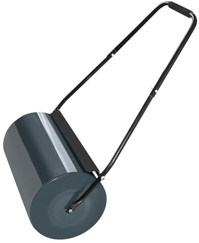 PEILU Rodillo de césped rellenable con agua/arena, 46 l, volumen de llenado de acero, rodillo de mano con repelente de suciedad y asa, rodillo de jardín, 57 cm de ancho, 32 cm de diámetro, fresadora