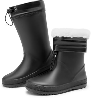 DREAM PAIRS Kids Bottes de Pluie pour Enfants Imperméables et Légères Bottines Antidérapante Durable,Size 36,Tout Noir,SDRB2401K