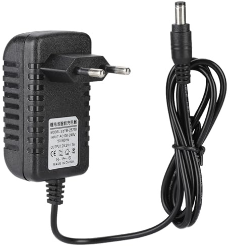 Eacam Adaptador de Cargador de BateríA de Litio de Carga Rápida de 25,2 V/1 A, Ignífugo y Resistente Al Calor, con Protección Multinivel contra Sobretensión, (Enchufe de la UE)