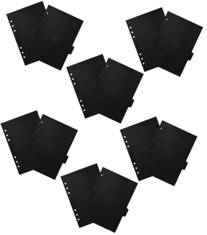 ABOOFAN Lot de 12 Intercalaires Noirs à Onglets en Polypropylène pour Classeur A5 6 Trous 12 Pages Organisation Bureau et Études Inserts Solide pour Cahier et Agenda