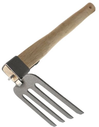 SHOWERORO Rastrillo Pequeño de Mano para Jardinería de Acero y Mango de Madera Herramienta Portátil para Aflojar Suelo y Deshierbar en Cultivo y Jardín Exterior 1 Pieza