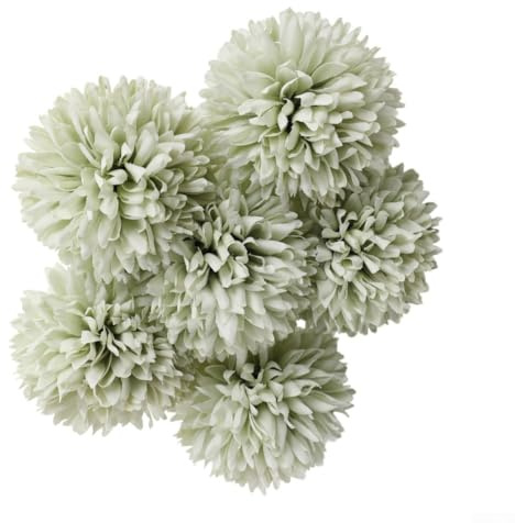Naturtrogna silkesblommor 6 st maskros hyacint hortensia 29 cm falska växter för hem bröllop bordsuppsats bordsdekoration (AL3-064 grön)
