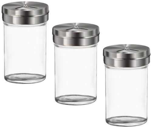 Botella de Sal y Pimienta de Vidrio, 3 Piezas, Plata