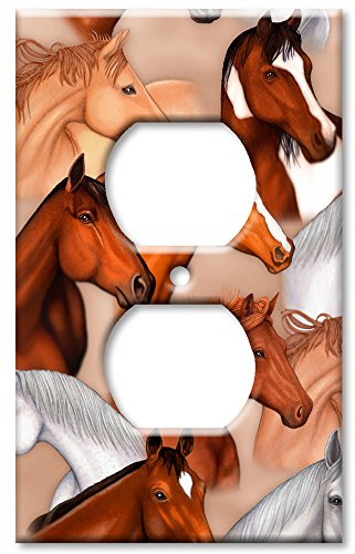 Art Plates - Outlet Cover Decorative Metal Wall Plate - Horses - Image by Dan Morris - (Made in USA)