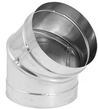 DuraVent DuraBlack 6 Inches Stainless Steel Single Wall Wood Burning Stove 45 Degree Elbow Pipe Connector to Vent Smoke and Exhaust, Silver
