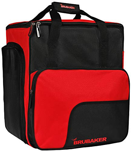 BRUBAKER ‘Super Function’ - Sac à Chaussures de Ski, Sac Casque, Sac à Dos Ski - Noir/Rouge