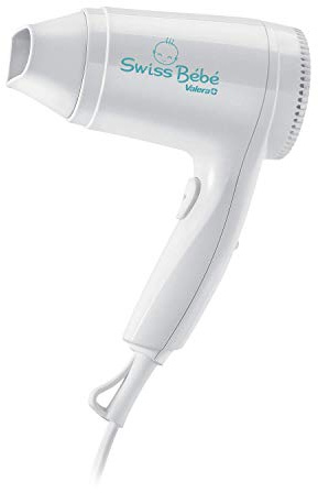 Valera, Swiss Bébé 554.13, Secador Seguro, Suave y Silencioso para Pelo y Cuerpo de Bebé, con Resistencia de Ondulación, 2 Ajustes de Temperatura/Corriente de Aire, Botón On/Off, Boquilla, Swiss Made