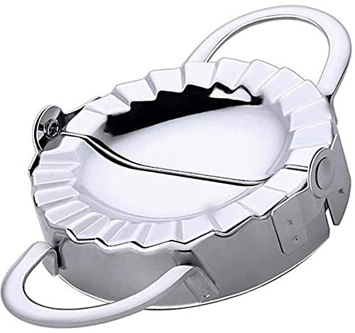 New Stainless Steel Ravioli Mould Dumpling Maker Wrapper Pierogie Pie Crimper Pastry Dough Press Cutter Kitchen Gadgets (Round Handle, L 4.5inch)