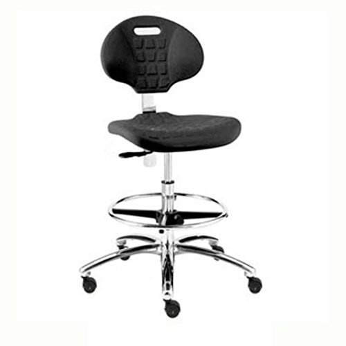 Everlast Polyurethane Chair, Articulating Seat & Back Tilt, 5-Star Polished Aluminum Base, 18 Adj. Chrome Footring, Dual Wheel Hard Floor Casters, Seat Height Adjustment 18.5 - 26