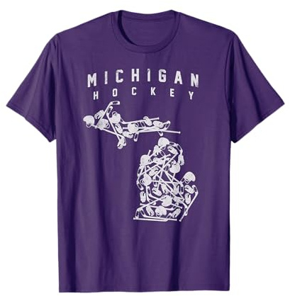 Michigan Hockey Shirt Sticks Gloves Helmets State Tee T-Shirt