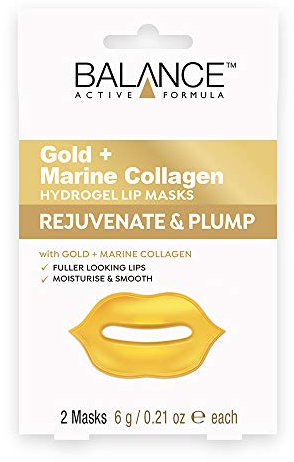 Balance Active Formula Gold + Marine Collagen Hydrogel Lip Masks (Includes 2 Masks) - Fuller looking lips. Moisturise & Smooth. Cruelty Free.