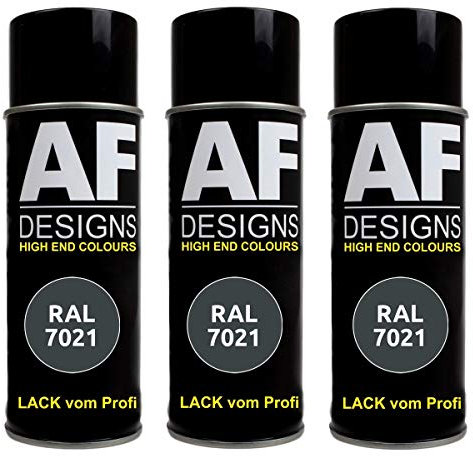Alex Flittner Designs RAL Lot de 3 bombes de peinture pour voiture en spray RAL7021 Gris noir satiné