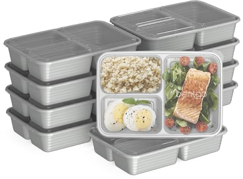 Bentgo Prep 3-Compartment Meal Prep Containers with Lids, 20 Piece Set