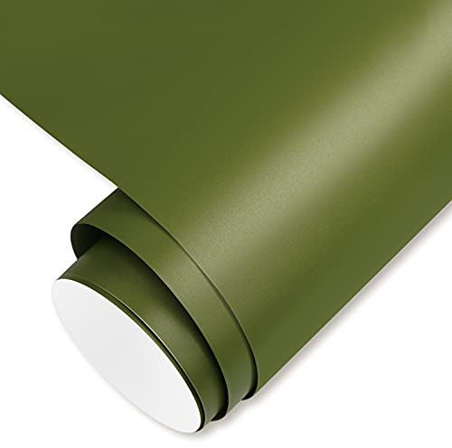 Self Adhesive Vinyl Craft Permanent Vinyl Roll 12 x 10ft for Cricut, Silhouette & Cameo, Olivia Green Matte Vinyl
