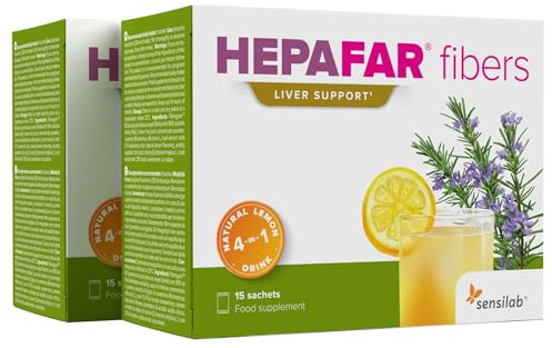 Leber Komplex - Rosmarin, Inulin, Chicoree und Zitrone - Getränk mit natürlichem Zitronengeschmack und ohne Zusatzstoffe - Ballaststoffreich - 30 Beutel für 30 Tage - Hepafar Fibers Sensilab