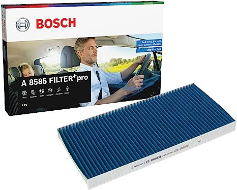 Bosch FILTER+pro Filtro Abitacolo A8585, Filtro di Ricambio ad Alta Efficienza - Agisce efficacemente contro polline, polveri Sottili, muffe e batteri per un'aria più pulita all'interno del veicolo
