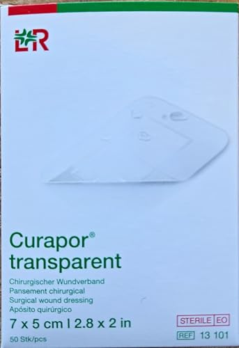 CURAPOR transparent 7 x 5 cm, Chirurgischer Wundverband, steril, 50er Pack
