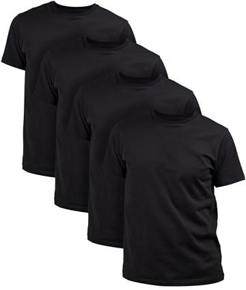 Basic Treasure Confezione da 4 T-Shirt Nere da Uomo in 100% Cotone, T-Shirt Uomo Nere - 3XL