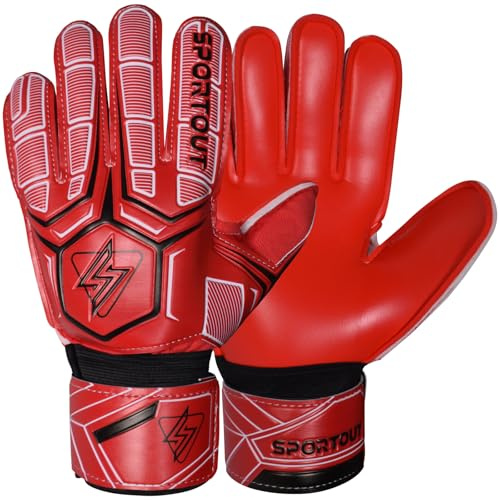 Sportout Guanti da portiere con protezione per le dita, guanti da portiere da uomo, 4 mm, in lattice, per bambini, adulti, adolescenti