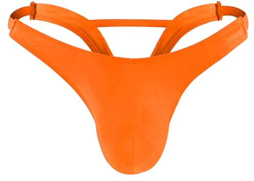 JFAN Perizoma Uomo Jockstrap Intimo Vita Bassa Perizomi G-String e Tanga Classico da Uomo Confortevole Slip Tanga String Thong Sospensorio Maschile Traspirante,Arancione