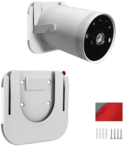 Chanvoo Soporte de pared sin taladros compatible con proyector Samsung Freestyle, soporte de techo Freestyle 2, accesorios Freestyle 2, estante de montaje en pared de acero (blanco)