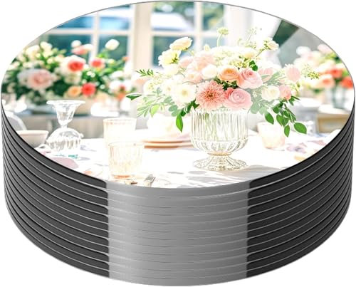 CEUQIESO Confezione da 10 pezzi centrali a specchio rotondi per decorazioni da tavolo, 10 acrilico cerchio specchio vassoio candela piatto centrale per decorazioni da tavolo di nozze decorazione da