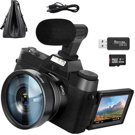 4K Digitalkamera Videokamera 48MP Kameror For Fotografering Vloggningskamera Kompaktkamera Med Vändskärm Autofokus