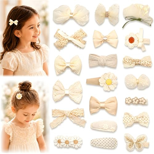 Baby Girl Hair Clips Set, 20 Pcs Hair Bows Barrettes Handmade Accessories Alligator Clip for Little Girls Babies Toddlers Child Kids Teens Gifts