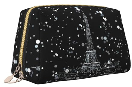 Night Paris Torre Eiffel Stampa Pelle Portatile Cerniera Trucco Sacchetto Cosmetico Sacchetto di Viaggio Organizzatore Toiletry Clutch