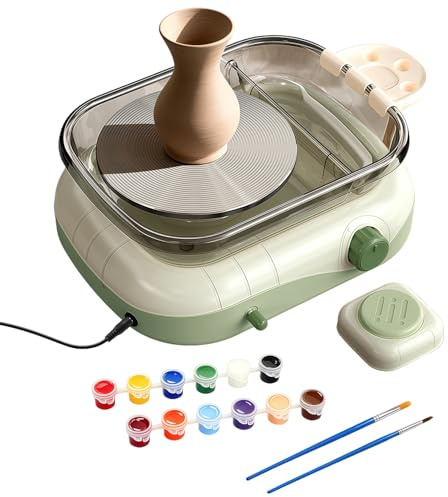 Torno Alfarero, 200 RPM Eléctrico Plato Giratorio, 17,5 cm Máquina de Alfarería con Fregadero y Cajones, Ajuste Continuo Velocidad, Ideal para Proyectos de Manualidades DIY para Niños y Adultos