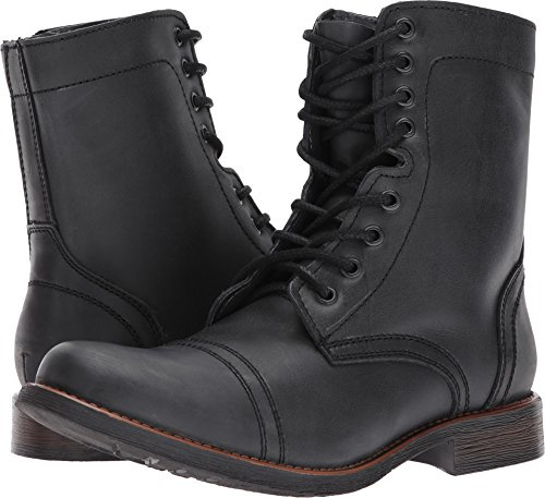 Steve Madden Men's Troopah-C Lace-Up Combat Boot, Black Leather, 10.5 M