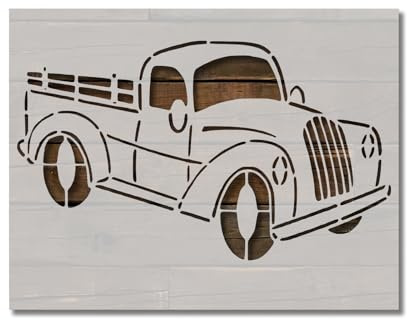 Old Vintage Truck Stencil Number 2 Template Reusable for Painting on Walls, Wood, Arts and Crafts (333) - 8.5 x 11 Inches